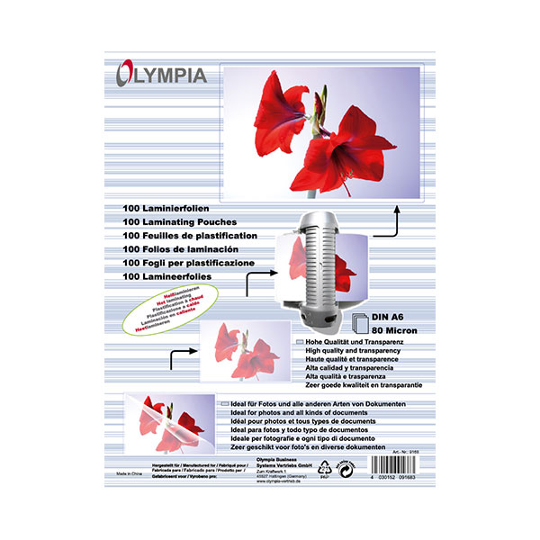 Olympia - Olympia A6 125 Micron PVC Laminasyon Filmi 100 Adet